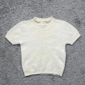 Express Tricot Vintage Angora Fuzzy Pullover Sweater Top White 90s Y2K Size XS
